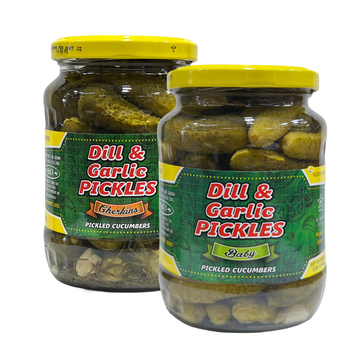 Dill & Garlic Pickled Cucumbers or Cornichons 720 Grams