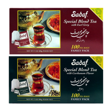 Sadaf Tea With Cardamom or Earl Grey 100 ct