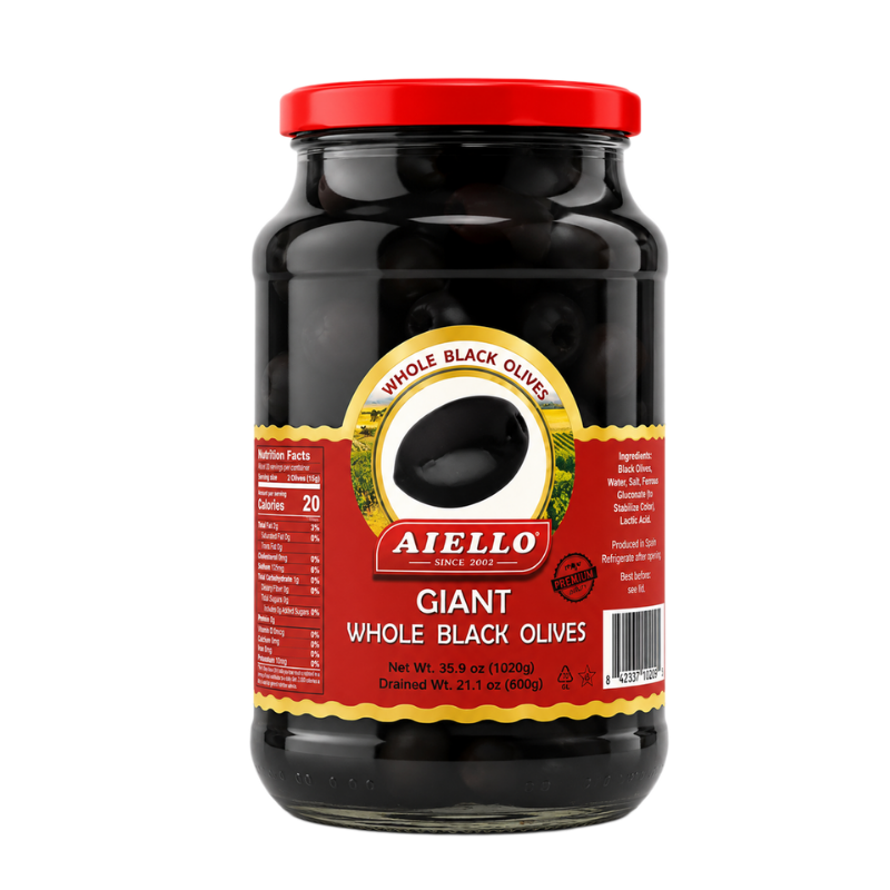 Aiello Black Whole Olives 1020 Grams