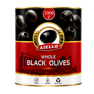Aiello Spanish Whole Black Olives 2900 Grams