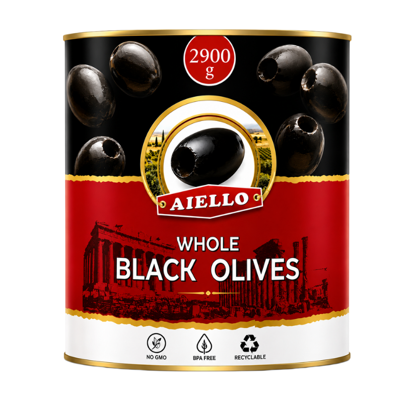 Aiello Spanish Whole Black Olives 2900 Grams