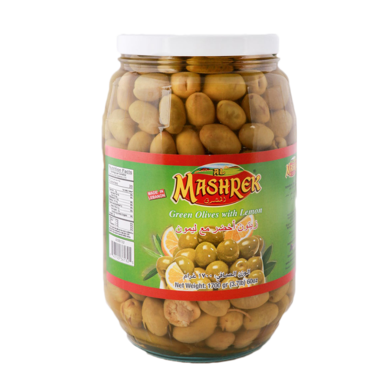 Al Mashrek Green Olives With Lemon or Thyme 1700 Grams