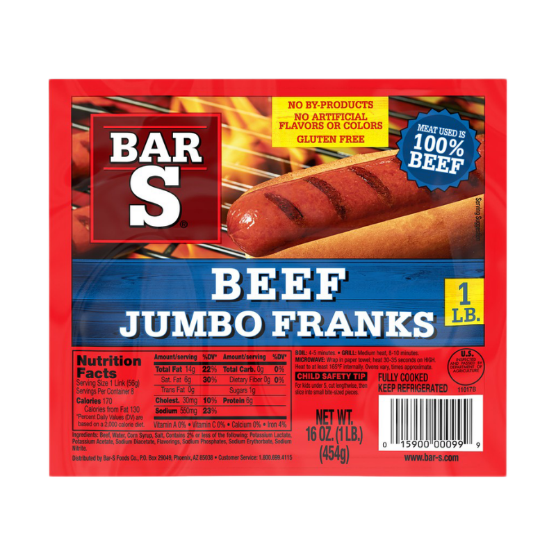 Bar-S Jumbo Beef Franks 16 oz