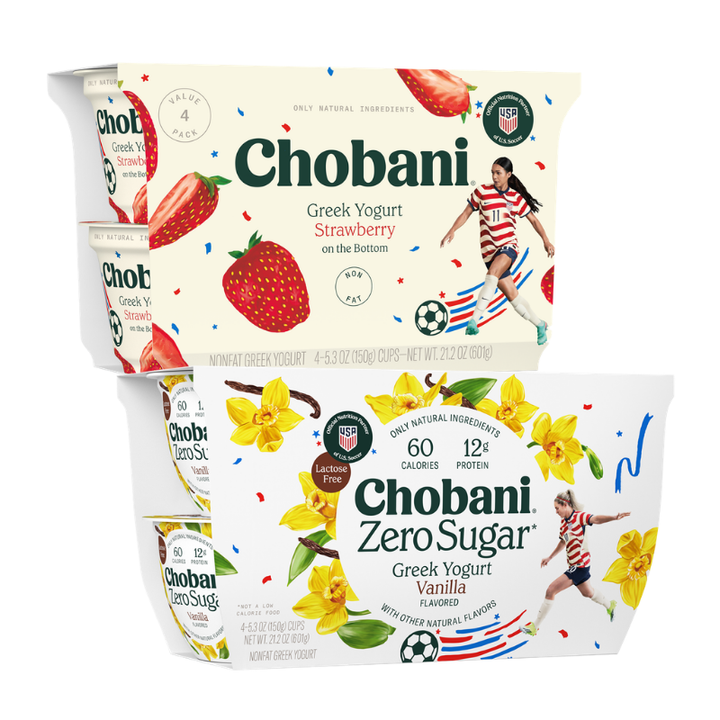 Chobani Regular Greek or Zero Sugar Greek Yogurt 4 Pk 5.3 oz