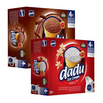 Dadu Ice Cream With Wafer Vanilla, Chocolate or Caramel 4 Pk 4.2 oz