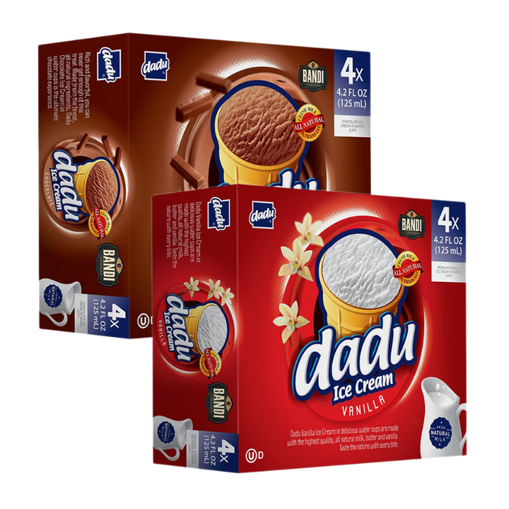 Dadu Ice Cream With Wafer Vanilla, Chocolate or Caramel 4 Pk 4.2 oz