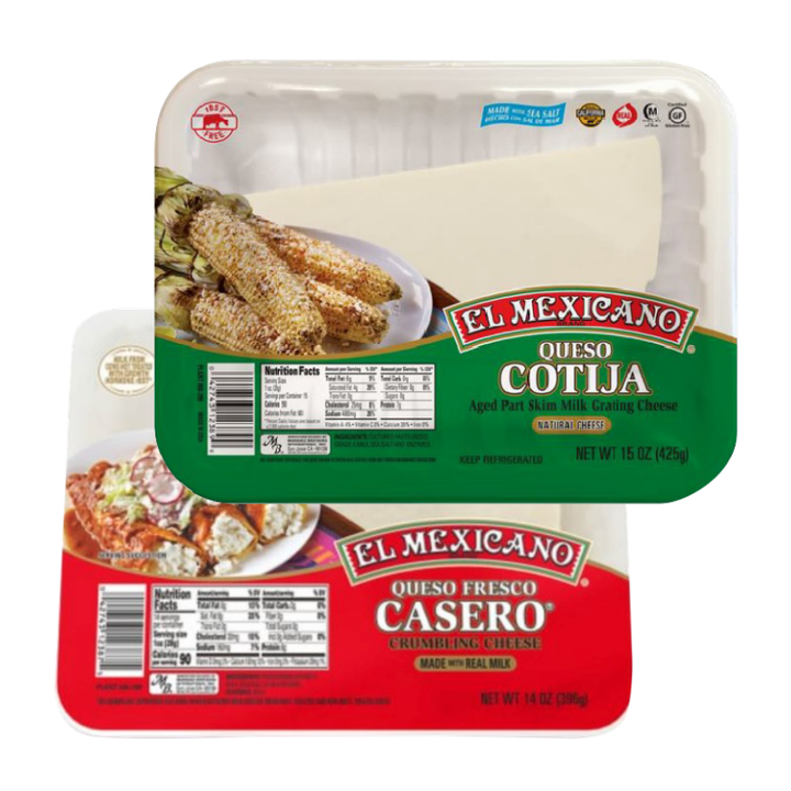 El Mexicano Queso Casero Fresco, Panela, Cotija Tray Pack 14-15 oz