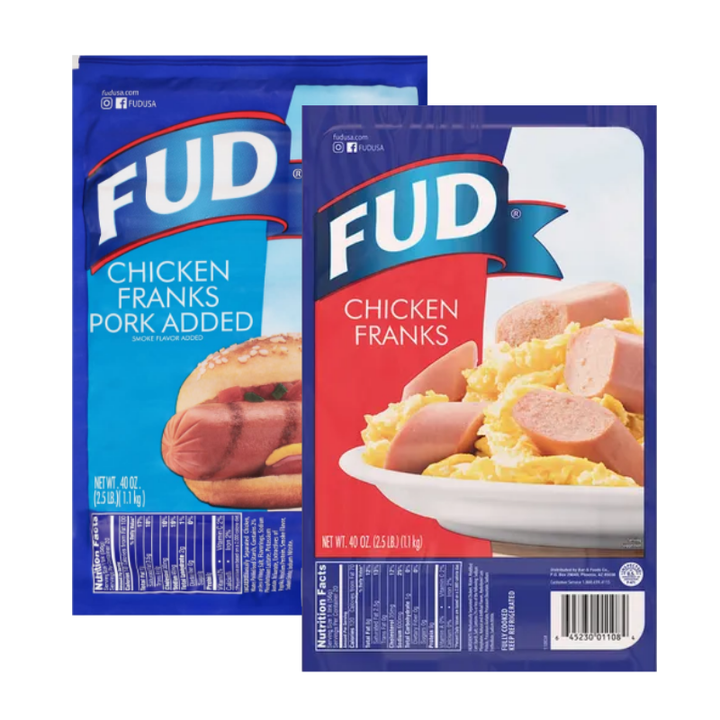 Fud Chicken, Turkey or Chicken & Pork Franks 2.5 lb