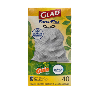 Glad Trash Bags Forceflex Odor Shield With Gain Scent 40 ct