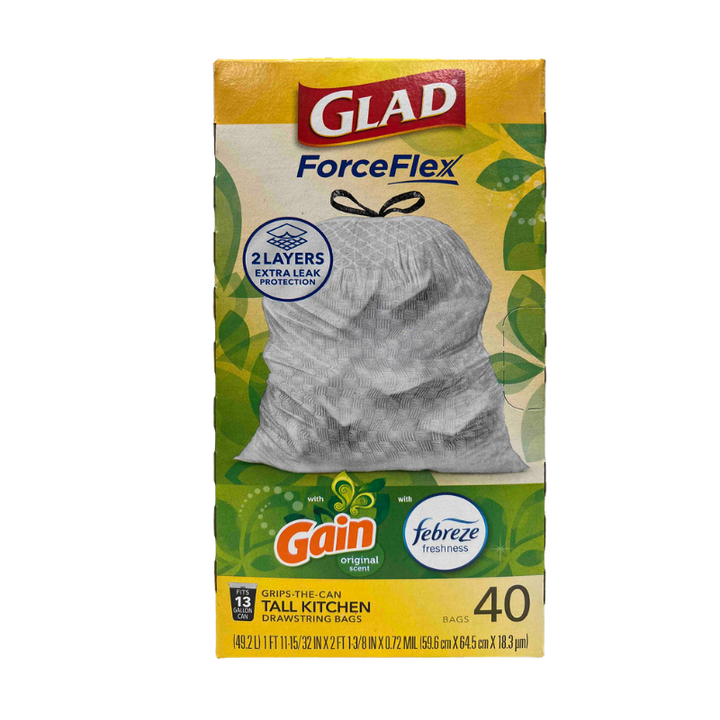 Glad Trash Bags Forceflex Odor Shield With Gain Scent 40 ct