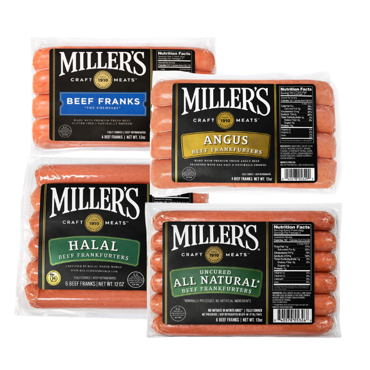 Millers Beef Franks 12 oz Selected Varieties