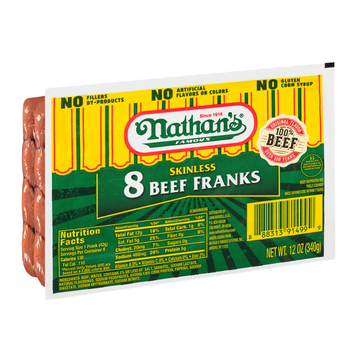 Nathan's Skinless or Bun Length Beef Franks 12 oz