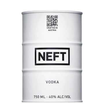 NEFT White Barrel Vodka 750ml — premium Austrian vodka in distinctive barrel-shaped bottle, 40% ABV