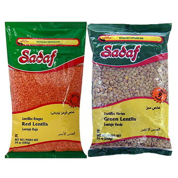 Sadaf Lentils Red, Green or Green Lentils Fancy (24 oz)