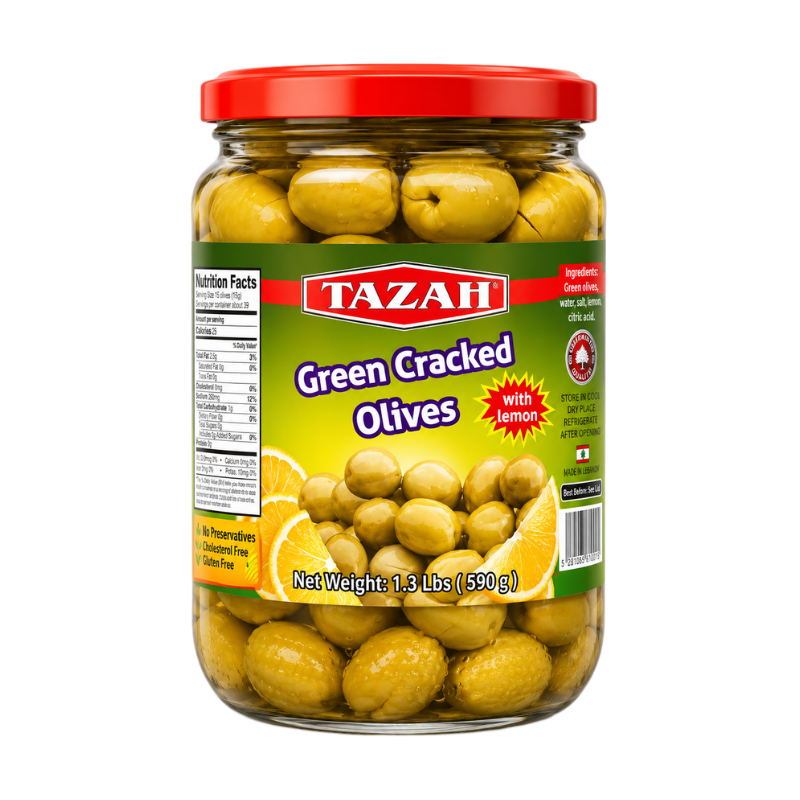 Tazah Green Cracked Olives 1.7 Kg