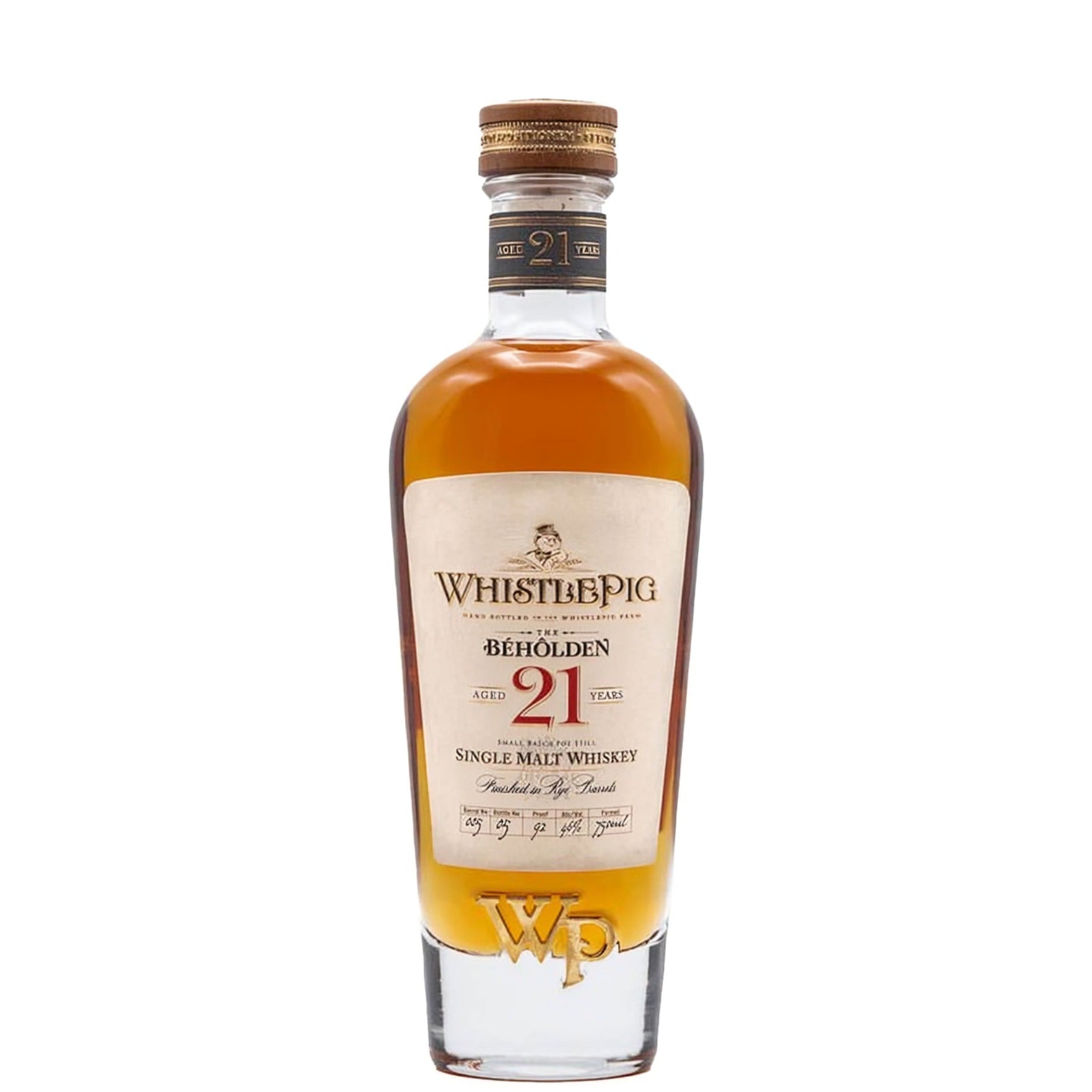 WhistlePig The Beholden 21 Yr Single Malt Whiskey 750ml