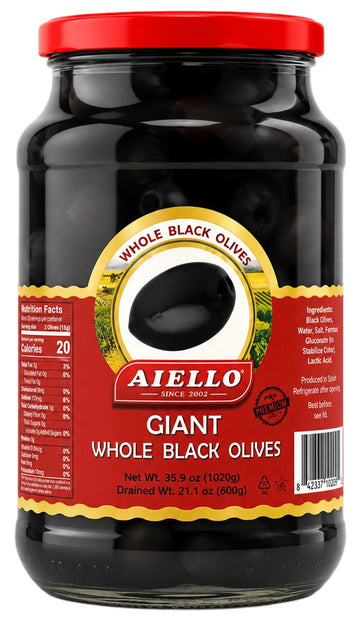 Aiello Black Whole Olives 1020 Grams