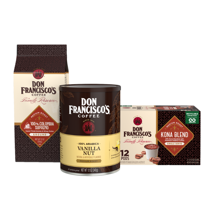 Don Francisco's Single Serve Coffee 12 ct, Bagged or Canned Coffee 10-12 oz