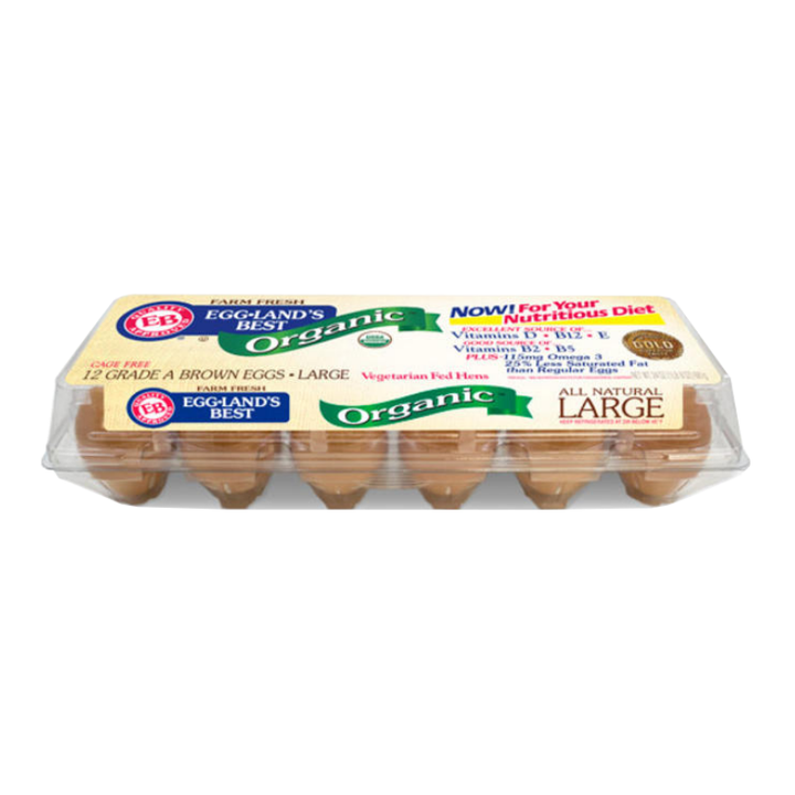 Eggland's Best Organic Eggs 12 ct Grade A, dairy case at Super King Markets