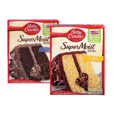 Betty Crocker  Straberry,  Yellow,  Carrot,  Chocolate Fudge,  Devil’s Food, or  White Cake Mix  15.25 oz. Box