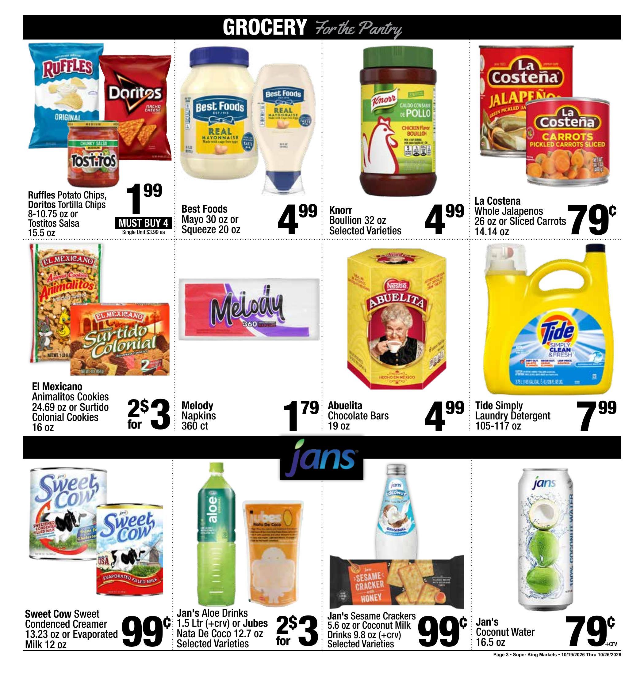 Super King Markets Culver City Weekly Deals ad, page 3 of 8: Grocery For the Pantry. Every item on this page is listed in the text version.