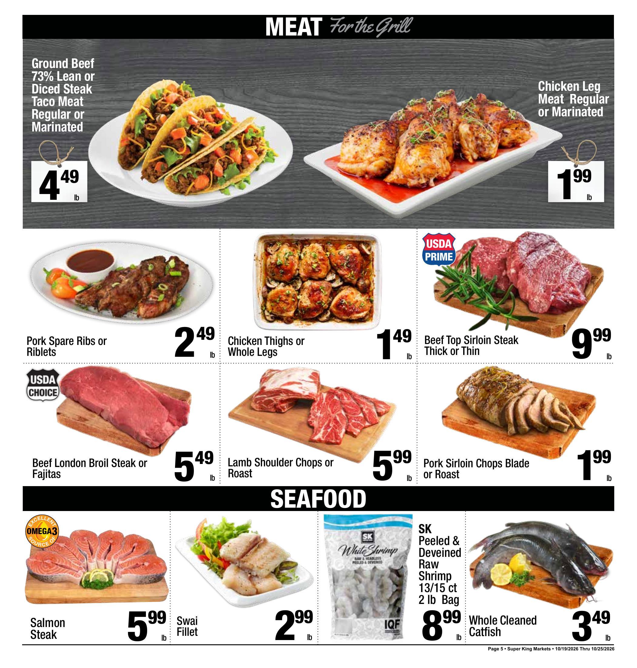 Super King Markets Culver City Weekly Deals ad, page 5 of 8: Meat and Seafood. Every item on this page is listed in the text version.