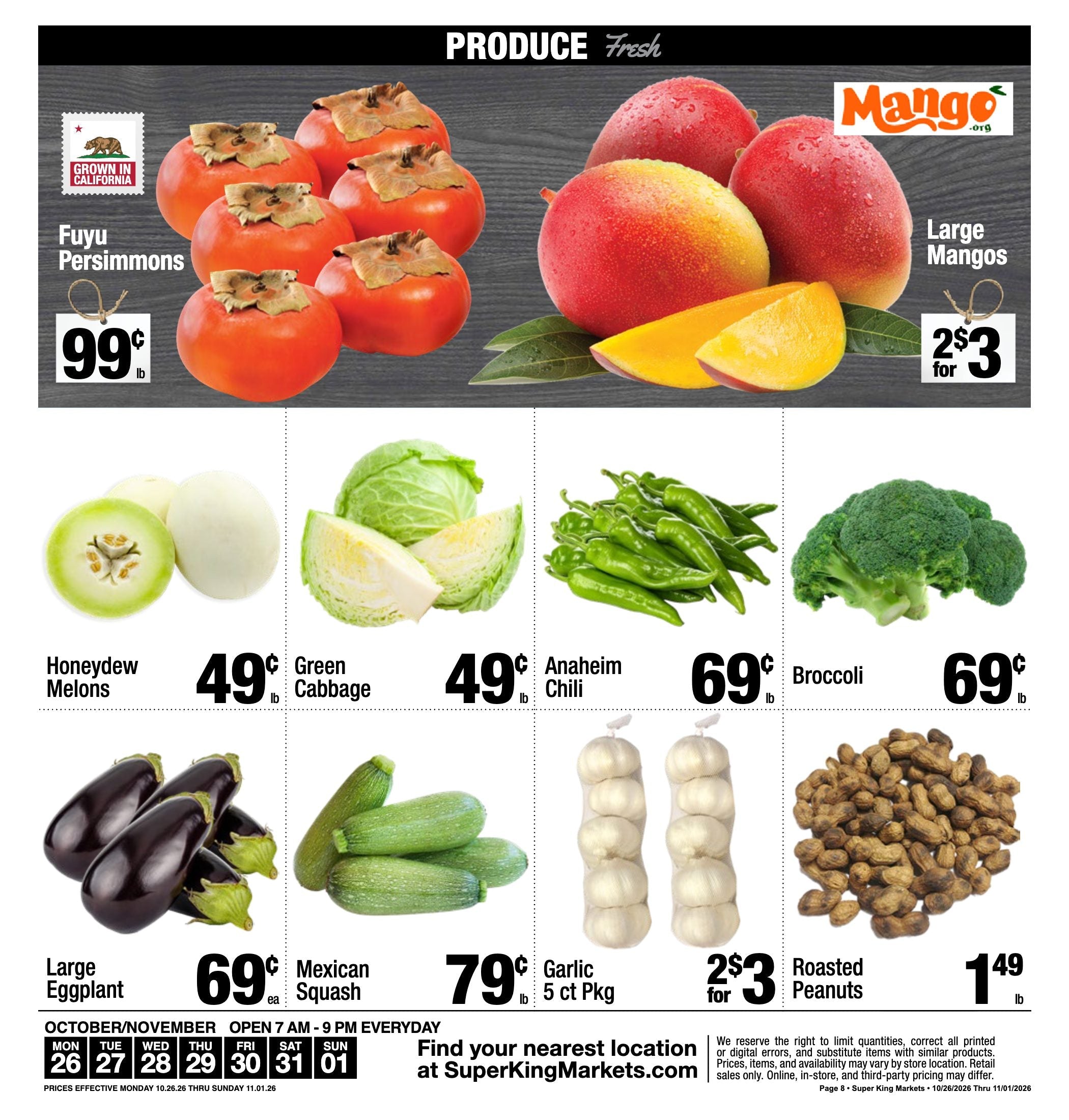 Super King Markets Weekly Deals ad, page 8 of 8: Fresh Produce. Every item on this page is listed in the text version.